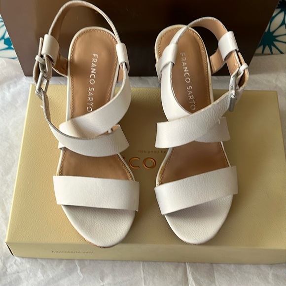 Franco Sarto Shoes - Franco sarto Franco Sarto Shania leather Platform Cork White Sandals Size 6 1/2